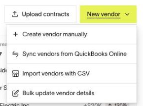 New vendor, then Create vendor manually.